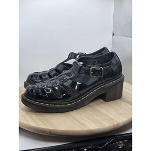 Womens Size 8 - DOC MARTENS Eleanor BLACK Patent Leather‎ T-BAR PUMPS